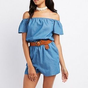 (Worn) chambray romper (belt not included)